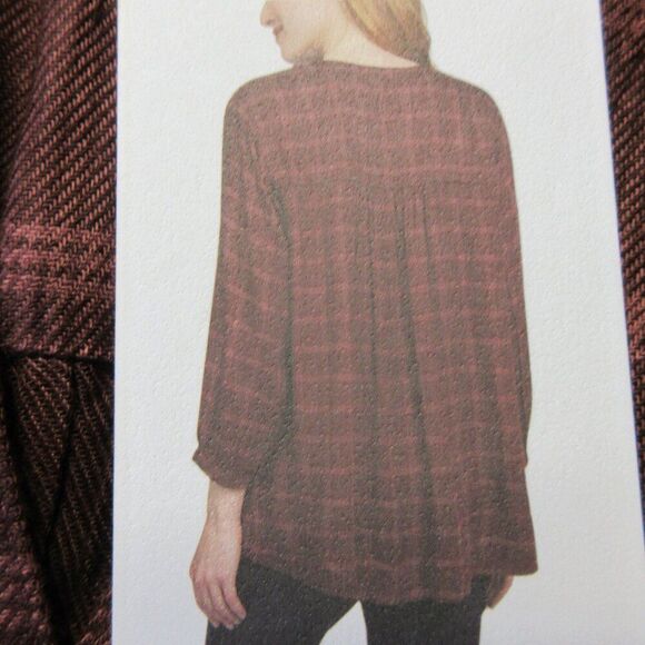 WRANGLER Brown Rust Plaid Blouse Womens Size M (8-10) Popover Top Shirt NWT - Picture 5 of 13